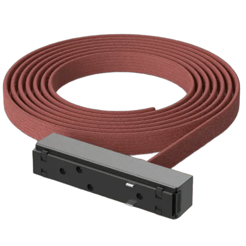 Flexible LED strip light with black power supply connector for professional commercial lighting displays.