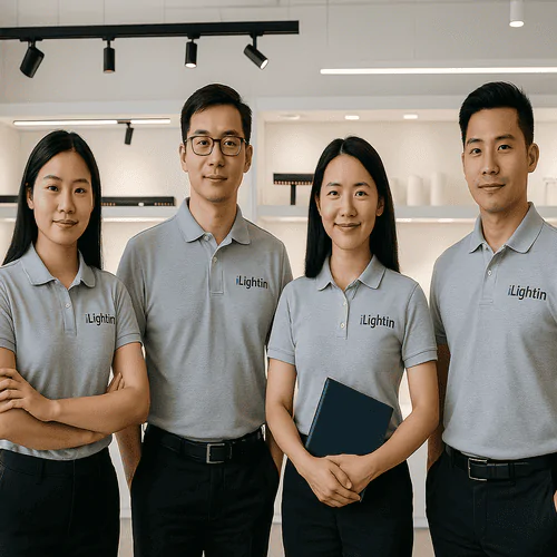 High-quality professional lighting team at iLightin headquarters.
