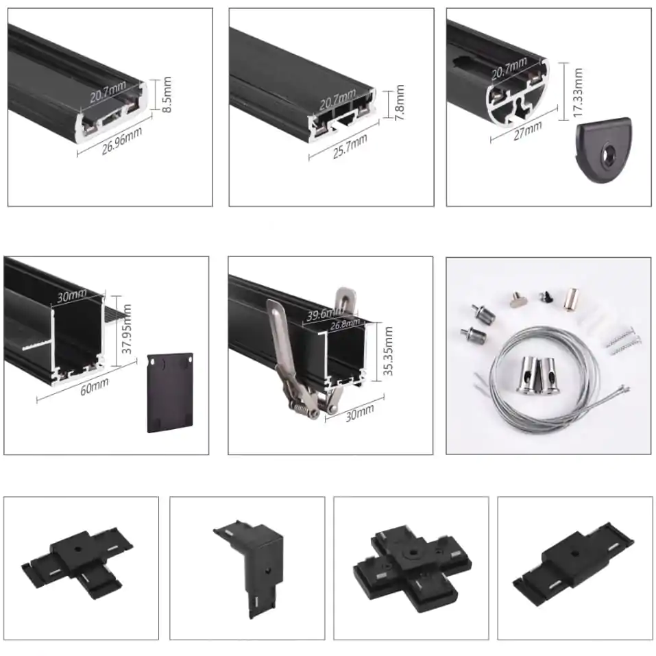 Aluminum LED profile with dimensions 20.7mm x 26.96mm for professional lighting installations.