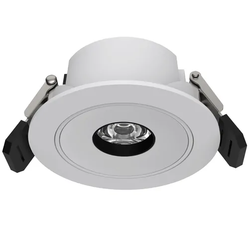Recessed LED ceiling light for commercial lighting, white finish, adjustable spotlight.