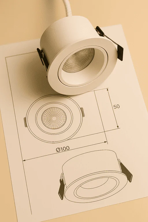 High-quality adjustable LED recessed downlight for commercial lighting applications.