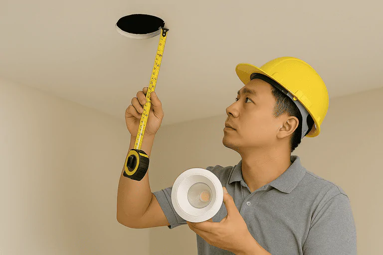 Energy-efficient LED recessed lighting installation for commercial spaces.