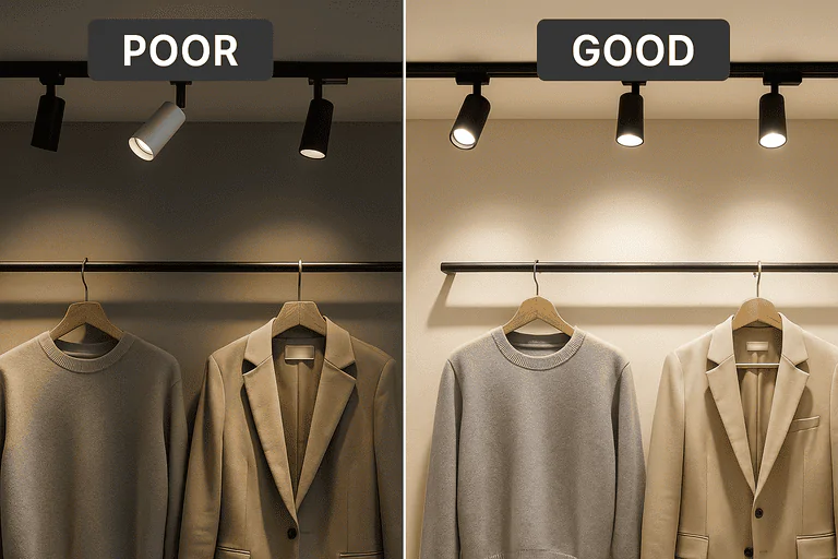 Poor lighting creates dull and uneven illumination, affecting product appearance and ambiance.